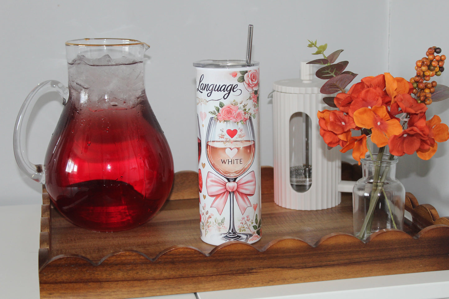Wine Is My Love Language 20oz Tumbler With Lid & Straw