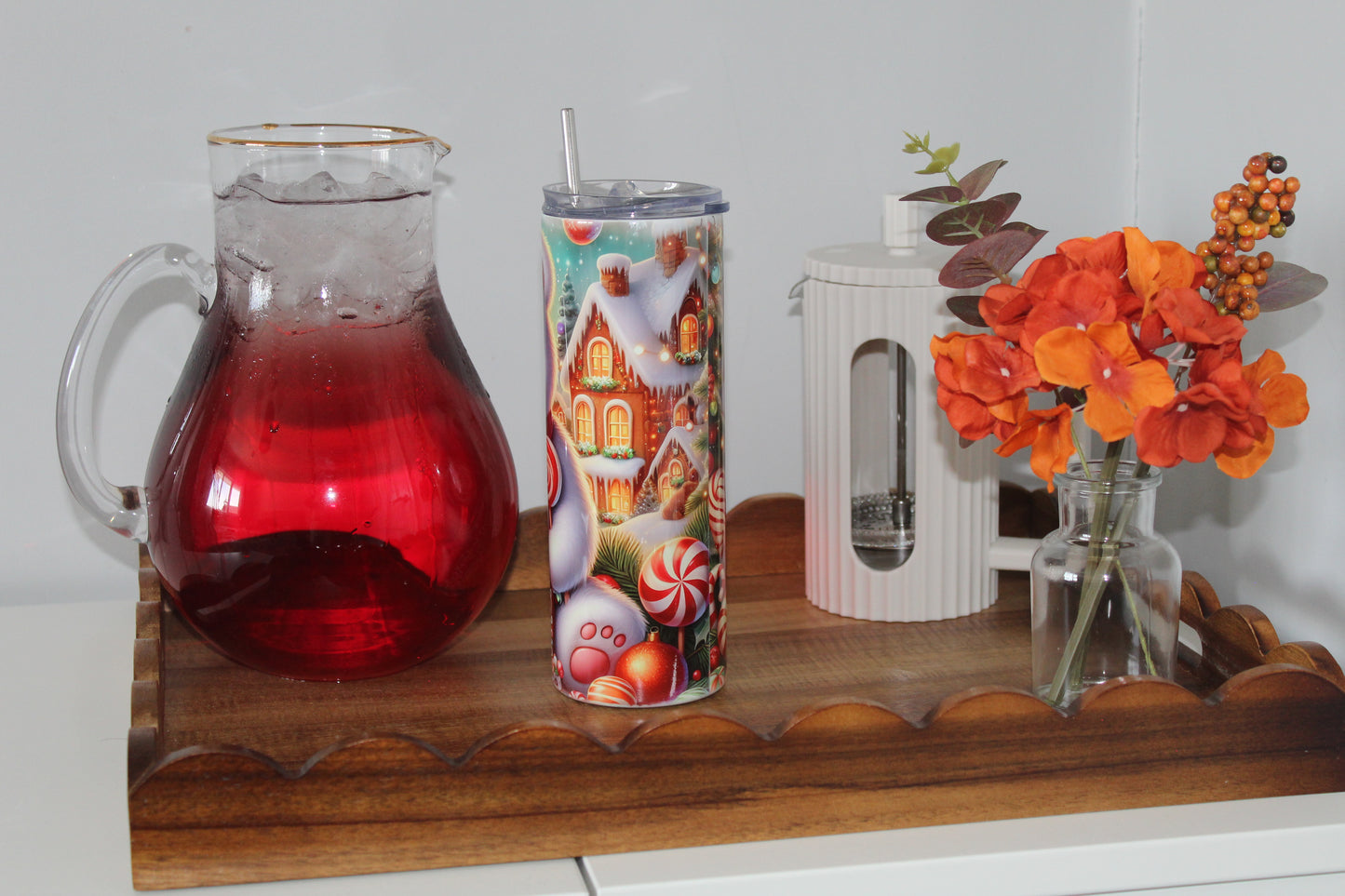 Christmas Bear 20oz Tumbler With Lid & Straw