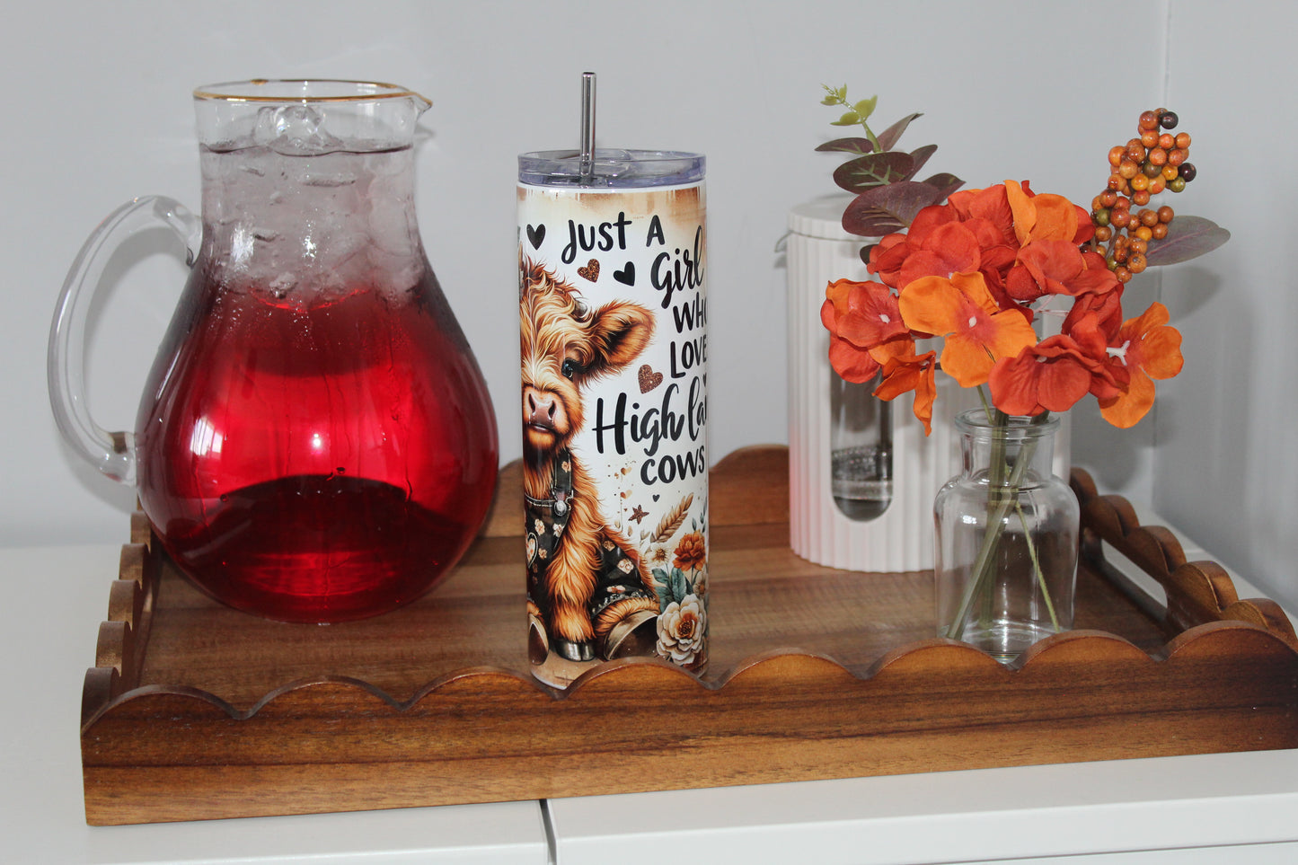 Just A Girl Who Loves Highland Cows 20oz Tumbler With Lid & Straw