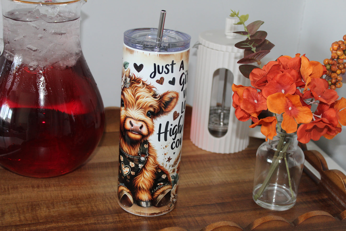 Just A Girl Who Loves Highland Cows 20oz Tumbler With Lid & Straw