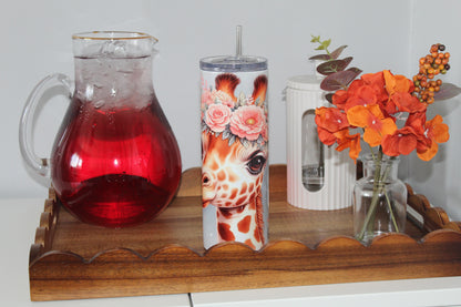 Just A Girl Who Loves Giraffes 20oz Tumbler With Lid & Straw