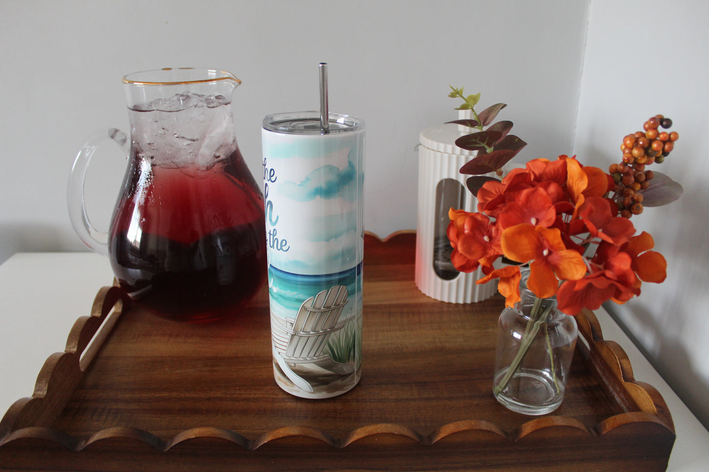 A Day At The Beach Restores The Soul 20oz Tumbler With Lid & Straw