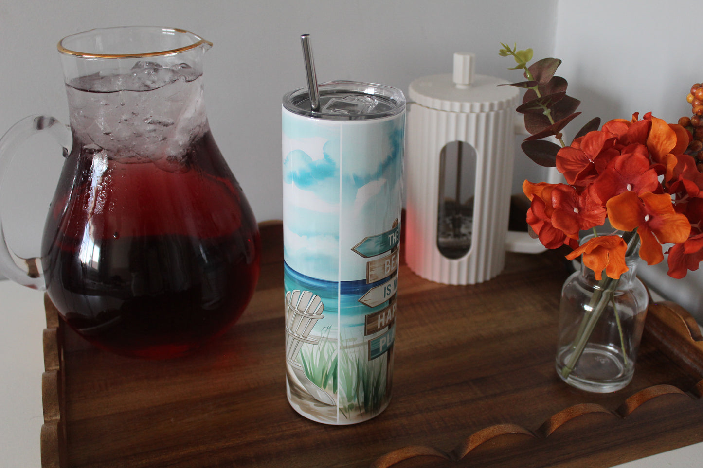 A Day At The Beach Restores The Soul 20oz Tumbler With Lid & Straw