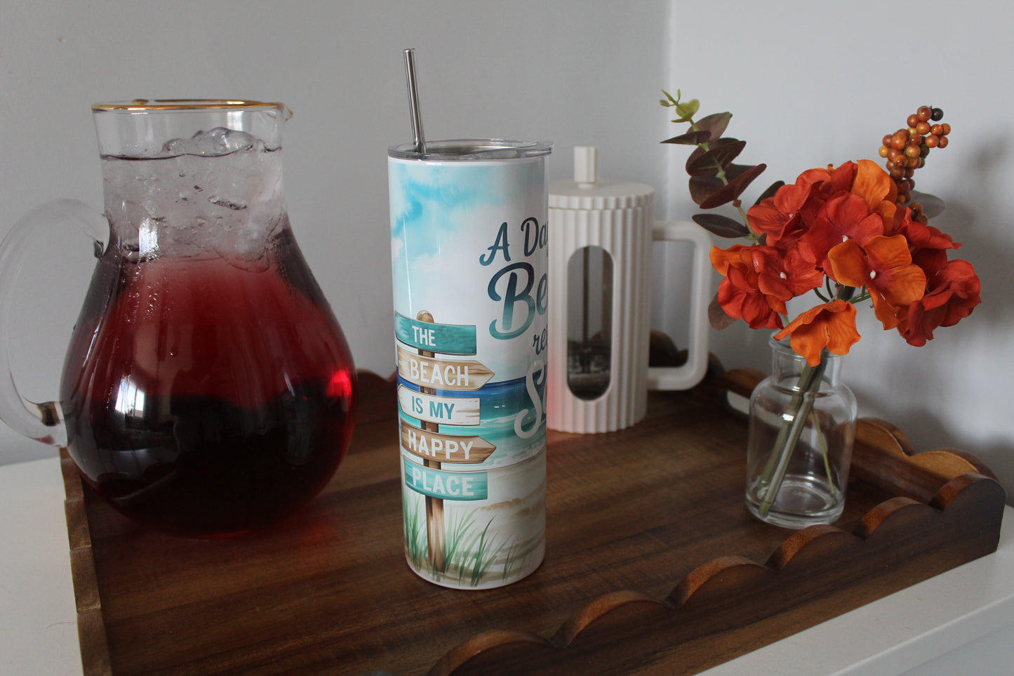 A Day At The Beach Restores The Soul 20oz Tumbler With Lid & Straw
