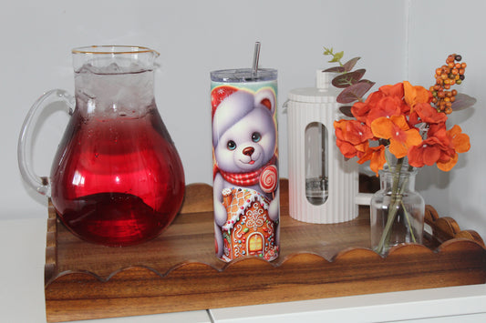 Christmas Bear 20oz Tumbler With Lid & Straw