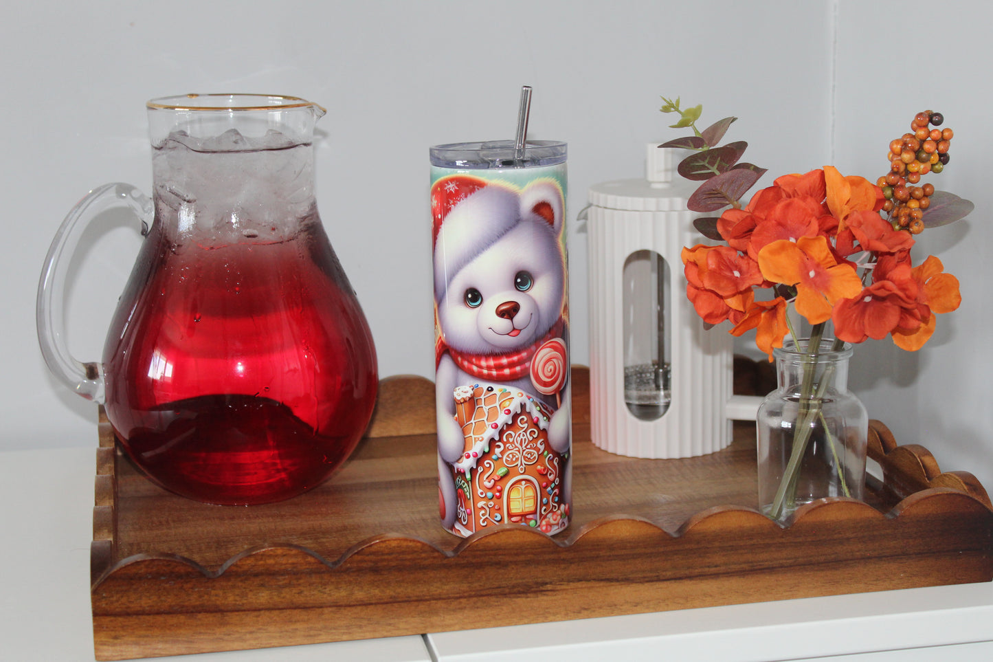 Christmas Bear 20oz Tumbler With Lid & Straw