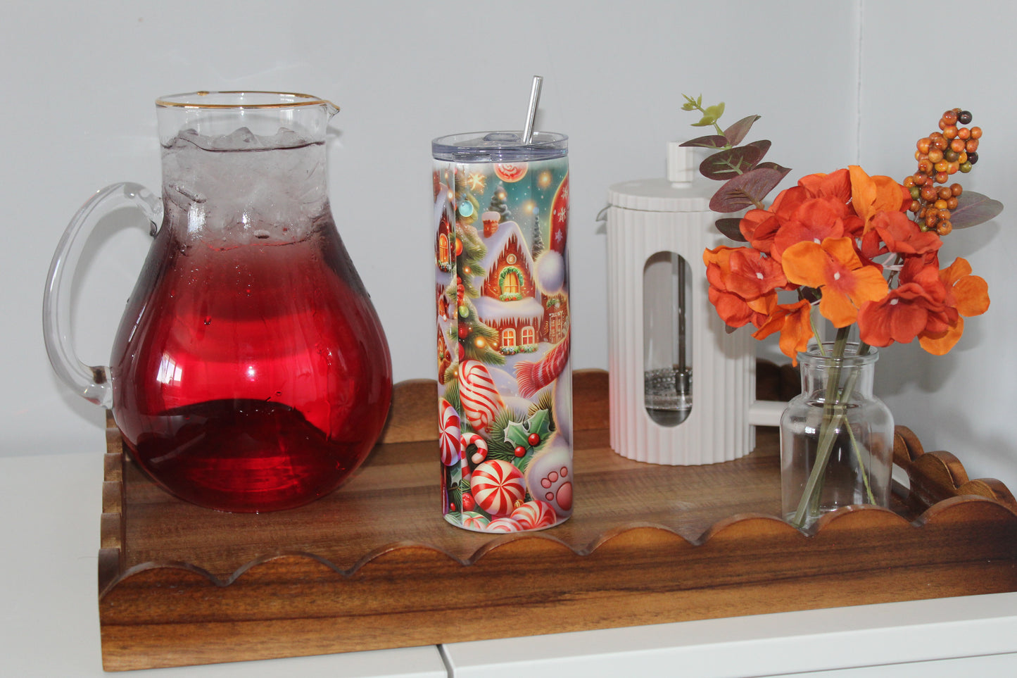 Christmas Bear 20oz Tumbler With Lid & Straw