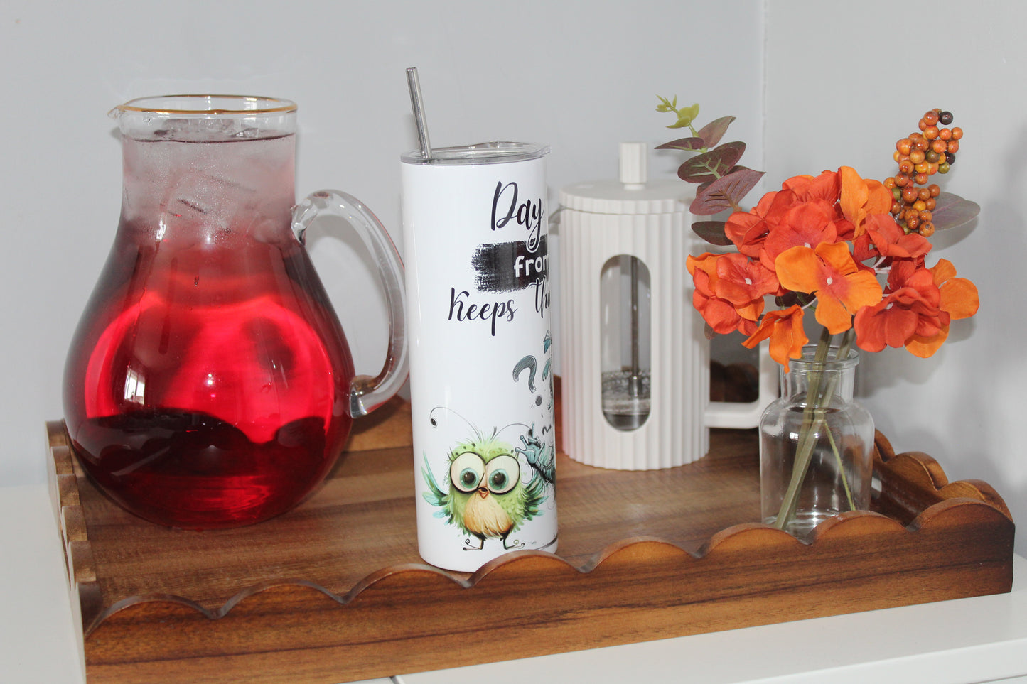 Day Drinking From A Tumbler Keeps Things Professional 20oz Tumbler With Lid & Straw