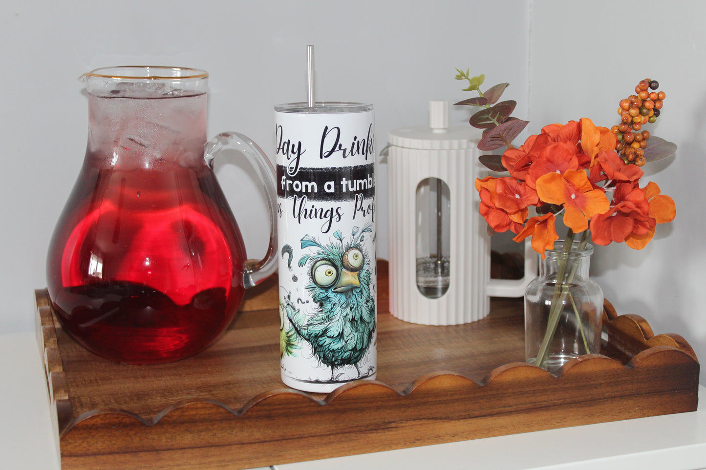 Day Drinking From A Tumbler Keeps Things Professional 20oz Tumbler With Lid & Straw