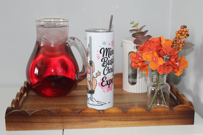 Mind Yo Business Christmas Is Expensive Highland Cow On A Pole 20oz Tumbler With Lid & Straw