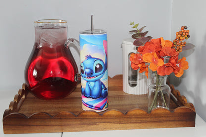 Stitch Inspired Beach 20oz Tumbler With Lid & Straw