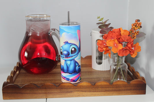 Stitch Inspired Beach 20oz Tumbler With Lid & Straw